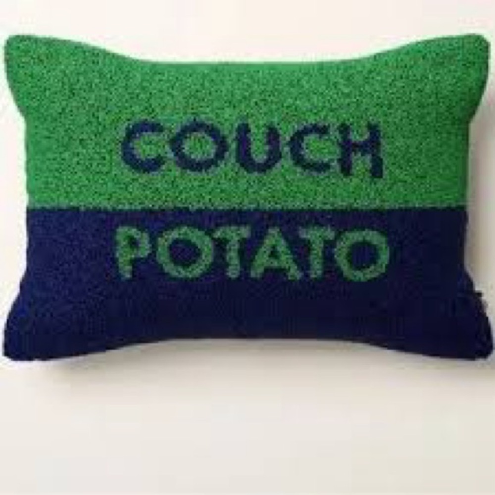 Kate Spade Green and Blue Couch Potato Pillow-New